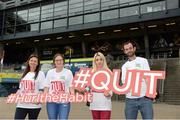 13 August 2017; Volunteers for the GAA Health and Wellbeing Activites, from left, Laura Wiggins, Siobhan Mowatt, Shannon Sinnott and Alan Walshe from HSE Quit Team, before the GAA Hurling All-Ireland Senior Championship Semi-Final match between Cork and Waterford at Croke Park in Dublin. Photo by Piaras Ó Mídheach/Sportsfile