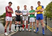 10 May 2012; In attendance at the launch of the Connacht GAA Senior Football Championship are, from left, Finian Hanley, Galway, Ross Donovan, Sligo, David Clake, Mayo, Paddy Maguire, Leitrim, and Michael Finneran, Roscommon. Bush Hotel, Carrick on Shannon, Co. Roscommon. Picture credit: Barry Cregg / SPORTSFILE