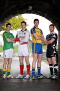 10 May 2012; In attendance at the launch of the Connacht GAA Senior Football Championship are, from left, Paddy Maguire, Leitrim, David Clake, Mayo, Michael Finneran, Roscommon, and Ross Donovan, Sligo. Bush Hotel, Carrick on Shannon, Co. Roscommon. Picture credit: Barry Cregg / SPORTSFILE