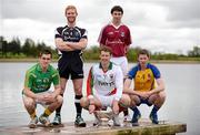 10 May 2012; In attendance at the launch of the Connacht GAA Senior Football Championship are, from left, Paddy Maguire, Leitrim, Ross Donovan, Sligo, David Clake, Mayo, Finian Hanley, Galway, and Michael Finneran, Roscommon. Bush Hotel, Carrick on Shannon, Co. Roscommon. Picture credit: Barry Cregg / SPORTSFILE