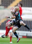 11 May 2012; Donnacha Ryan, Munster,wins possession of a high ball against Hanno Dirksen, Ospreys. Celtic League Play-Off, Ospreys v Munster, Liberty Stadium, Swansea, Wales. Picture credit: Steve Pope / SPORTSFILE