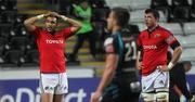 11 May 2012; A dejected Simon Zebo, left, and Paddy Butler, Munster, after the final whistle. Celtic League Play-Off, Ospreys v Munster, Liberty Stadium, Swansea, Wales. Picture credit: Steve Pope / SPORTSFILE