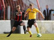 12 May 2012; Patrick McEleney, Derry City, in action against Aidan Watson, Crusaders. Setanta Sports Cup Final, Crusaders v Derry City, The Oval, Belfast, Co. Antrim. Picture credit: Oliver McVeigh / SPORTSFILE