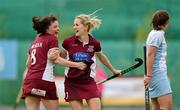 13 May 2012; Nicci Daly, Loreto, celebrates with team-mate Cathy McKean, left, after scoirng her side's second goal. Electric Ireland Women's Irish Senior Cup Final, UCD v Loreto, National Hockey Stadium, UCD, Belfield, Dublin. Picture credit: Stephen McCarthy / SPORTSFILE