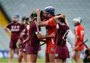 19 August 2017; Heather Cooney, left, and Aoife Donohue of Galway are consoled by Ashling Thompson of Cork after the All-Ireland Senior Camogie Championship Semi-Final between Cork and Galway at the Gaelic Grounds in Limerick. Photo by Diarmuid Greene/Sportsfile