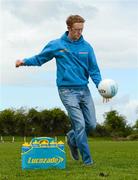 14 May 2012; Colm Cooper and Henry Shefflin announce that any club that collects 500 Lucozade Sports bottle caps in the Club Crusade will win a bottle carrier and will go into a draw to win €5,000. The Club Crusade initiative invites grassroots clubs to sign up and collect Lucozade Sport bottle caps to be in with a chance to win €10,000. For more details visit lucozadesport.ie. In attendance at the announcement is Kerry footballer Colm Cooper. Ballyhale GAA, Ballyhale, Co. Kilkenny. Picture credit: Stephen McCarthy / SPORTSFILE