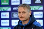 18 May 2012; Leinster's Joe Schmidt listens to a question during a press conference ahead of their Heineken Cup Final match against Ulster on Saturday. Leinster Rugby Squad Press Conference, Good Health Bar, Twickenham Stadium, Twickenham, England. Picture credit: Ray McManus / SPORTSFILE