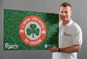 18 May 2012; Carlsberg ambassador Shay Given is calling on fans to Join the Green Army and show their support for the Irish team at UEFA Euro 2012. Thousands of fans who uploaded their pictures to the Carlsberg Ireland Football Facebook page (www.facebook.com/carlsbergfootball) will have their faces included in a giant flag measuring 24x15 metres to be unveiled at Saturday’s game against Bosnia. Fans can still Join the Green Army throughout the tournament for a chance to win even more great prizes including UEFA Euro 2012 goodies. Malahide, Dublin. Picture credit: Stephen McCarthy / SPORTSFILE