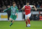 18 May 2012; Greg Bolger, Bray Wanderers, in action against Sean Houston, St Patrick's Athletic. Airtricity League Premier Division, Bray Wanderers v St Patrick's Athletic, Carlisle Grounds, Bray, Co. Wicklow. Picture credit: Matt Browne / SPORTSFILE