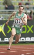 8 August 2002; Gary Ryan of Ireland in action during the 4th heat of the Men's 200m first round at the European Championships in the Olympic Stadium in Munich, Germany. Photo by Brendan Moran/Sportsfile