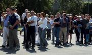 16 August 2002; Dublin supporters queueing for tickets for the Bank of Ireland All-Ireland Senior Football Championship Replay match between Dublin and Donegal at Croke Park tomorrow. Photo by Damien Eagers/Sportsfile