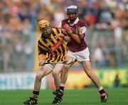 18 August 2002; Richie Power of Kilkenny in action against Damien Kelly of Galway during the All-Ireland Minor Hurling Championship Semi-Final match between Kilkenny and Galway at Croke Park in Dublin. Photo by Damien Eagers/Sportsfile