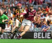 18 August 2002; Iarla Tannian of Galway in action against Ciaran Hoyne of Kilkenny during the All-Ireland Minor Hurling Championship Semi-Final match between Kilkenny and Galway at Croke Park in Dublin. Photo by Damien Eagers/Sportsfile