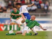 21 August 2002; Lee Carsley of Republic of Ireland in action against Jari Ilola of Finland during the International Friendly match between Finland and Republic of Ireland at the Olympic Stadium in Helsinki, Finland. Photo by David Maher/Sportsfile