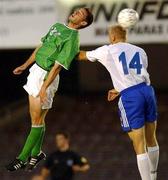 21 August 2002; Rory Delap of Republic of Ireland in action against Toni Kuivasto of Finland during the International Friendly match between Finland and Republic of Ireland at the Olympic Stadium in Helsinki, Finland. Photo by David Maher/Sportsfile