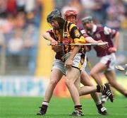 18 August 2002; David Prendergast of Kilkenny in action against Niall Healy of Galway during the All-Ireland Minor Hurling Championship Semi-Final match between Kilkenny and Galway at Croke Park in Dublin. Photo by Damien Eagers/Sportsfile