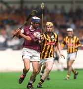 18 August 2002; Damien Kelly of Galway in action against Richie Power of Kilkenny during the All-Ireland Minor Hurling Championship Semi-Final match between Kilkenny and Galway at Croke Park in Dublin. Photo by Damien Eagers/Sportsfile