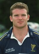 27 August 2002; Gordon D'Arcy during a Leinster Rugby squad portrait session at Leinster in Dublin. Photo by Damien Eagers/Sportsfile