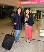 20 May 2012; Olympic Marathon hopefuls Linda Byrne, left, and Catriona Jennings are pictured in Dublin Airport ahead of their departure to their Portugal training camp. Dublin Airport, Dublin. Picture credit: Tomas Greally / SPORTSFILE