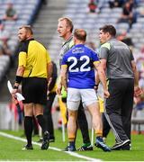 26 August 2017; Darran O'Sullivan of Kerry and manager Éamonn Fitzmaurice argue with linesman Anthony Nolan after he received a black card during the GAA Football All-Ireland Senior Championship Semi-Final Replay match between Kerry and Mayo at Croke Park in Dublin. Photo by Ramsey Cardy/Sportsfile