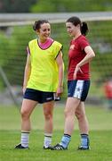 25 May 2012; Geraldine O'Flynn, Cork, in conversation with Sinead Aherne, Dublin, during a training session ahead of the 2012 TG4/O'Neills Ladies Football All-Star Exhibition game on Saturday. 2012 TG4/O'Neills Ladies All-Star Tour, Centennial Park, Toronto, Canada. Picture credit: Brendan Moran / SPORTSFILE