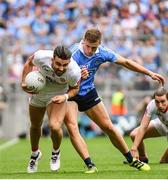 27 August 2017; Tiernan McCann of Tyrone is tackled by Paul Mannion of Dublin during the GAA Football All-Ireland Senior Championship Semi-Final match between Dublin and Tyrone at Croke Park in Dublin. Photo by Ramsey Cardy/Sportsfile