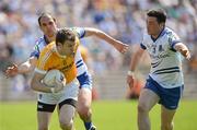 27 May 2012; Justin Crozier, Antrim, in action against Paul Finlay, left, and Christopher McGuinness, Monaghan. Ulster GAA Football  Senior Championship Quarter Final, Monaghan v Antrim, St Tiernach's Park, Clones, Co. Monaghan. Picture credit: Oliver McVeigh / SPORTSFILE