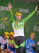 22 May 2012; Gediminas Bagdonas, An Post Sean Kelly team, is presented to the crowd after winning the third stage of the 2012 An Post Rás. Gort - Westport. Picture credit: Diarmuid Greene / SPORTSFILE