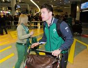 1 June 2012; Ireland's Brian O'Driscoll arrves at the International Airport, in Auckland, ahead of their side's Steinlager Series 2012 games against New Zealand. International Airport, Auckland, New Zealand. Picture credit: Ross Setford / SPORTSFILE