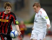 1 June 2012; Danny North, Sligo Rovers, in action against Kevin Feely, Bohemians. Airtricity League Premier Division, Bohemians v Sligo Rovers, Dalymount Park, Dublin. Picture credit: Brian Lawless / SPORTSFILE