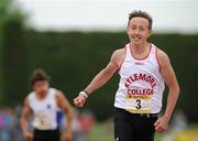 2 June 2012; Sean Lawlor, Kylemore College, Dublin, crosses the line to win the Junior Boys 200m event and set a new record of 23.16, at the Aviva All Ireland Schools’ Track and Field Championships 2012. Tullamore Harriers AC, Tullamore, Co. Offaly. Picture credit: Tomas Greally / SPORTSFILE