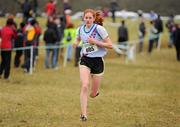 21 February 2010; Maria Walsh, Dublin, crosses the finish line to win the Woodie’s DIY Intermediate Cross Country. Senior Athletes, Woodie’s DIY Intermediate Cross Country. Lough Key Forest Park, Boyle, Co. Roscommon. Picture credit: Pat Murphy / SPORTSFILE