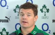 7 June 2012; Ireland's Brian O'Driscoll speaking to the media during a press conference ahead of their Steinlager Series 2012, 1st test, game against New Zealand on Saturday. Ireland Rugby Squad Training, Onewa Domain, Auckland, New Zealand. Picture credit: Ross Setford / SPORTSFILE