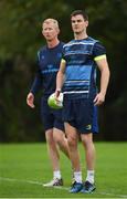 4 September 2017; Jonathan Sexton of Leinster, right, alongside Leinster head coach Leo Cullen during squad training at the UCD in Belfield, Dublin. Photo by David Fitzgerald/Sportsfile