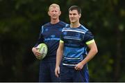 4 September 2017; Jonathan Sexton of Leinster, right, alongside Leinster head coach Leo Cullen during squad training at the UCD in Belfield, Dublin. Photo by David Fitzgerald/Sportsfile