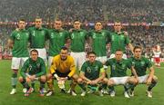 10 June 2012; The Republic of Ireland team, back row, from left top right, Sean St. Ledger, John O'Shea, Richard Dunne, Stephen Ward, Keith Andrews and Glenn Whelan. Front row, from left to right, Aiden McGeady, Shay Given, Robbie Keane, Damien Duff and Kevin Doyle. EURO2012, Group C, Republic of Ireland v Croatia, Municipal Stadium Poznan, Poznan, Poland. Picture credit: David Maher / SPORTSFILE