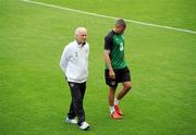 11 June 2012; Republic of Ireland manager Giovanni Trapattoni with Jonathan Walters, right, during squad training ahead of their UEFA EURO 2012, Group C, game against Spain on Thursday. Republic of Ireland EURO2012 Squad Training, Municipal Stadium Gdynia, Poland. Picture credit: David Maher / SPORTSFILE