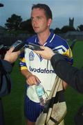 29 August 2002; David Fitzgerald is interviewed during a Clare hurling press night prior to their All-Ireland Hurling Final against Kilkenny. Photo by Ray McManus/Sportsfile