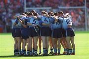 1 September 2002; The Dublin team huddle prior to the Bank of Ireland All-Ireland Senior Football Championship Semi-Final match between Armagh and Dublin at Croke Park in Dublin. Photo by Brian Lawless/Sportsfile
