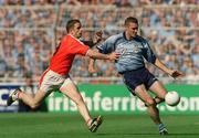 1 September 2002; Ciaran Whelan of Dublin in action against Paul McGrane of Armagh during the Bank of Ireland All-Ireland Senior Football Championship Semi-Final match between Armagh and Dublin at Croke Park in Dublin. Photo by Damien Eagers/Sportsfile