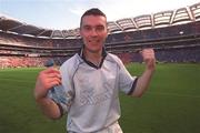 1 September 2002; Armagh's Oisin McConville celebrates their victory in the Bank of Ireland All-Ireland Senior Football Championship Semi-Final match between Armagh and Dublin at Croke Park in Dublin. Photo by Ray McManus/Sportsfile