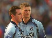 1 September 2002; Dejected Dublin players Paddy Christie and Darren Homan, right, following their defeat in the Bank of Ireland All-Ireland Senior Football Championship Semi-Final match between Armagh and Dublin at Croke Park in Dublin. Photo by Pat Murphy/Sportsfile