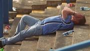 1 September 2002; A disconsolate Dublin supporter on Hill 16 following his side's defeat in the Bank of Ireland All-Ireland Senior Football Championship Semi-Final match between Armagh and Dublin at Croke Park in Dublin. Photo by Ray McManus/Sportsfile