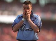 1 September 2002; Dublin's Ray Cosgrove rues a missed chance late in the second half of the Bank of Ireland All-Ireland Senior Football Championship Semi-Final match between Armagh and Dublin at Croke Park in Dublin. Photo by Brian Lawless/Sportsfile