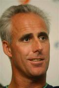 3 September 2002; Manager Mick McCarthy during a Republic of Ireland press conference at the Holiday Inn at Dublin Airport in Dublin. Photo by Damien Eagers/Sportsfile