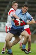 7 September 2002; Alan Brogan of Dublin in action against Dermot Carlin of Tyrone during the All-Ireland U21 Football Semi-Final match between Dublin and Tyrone at Breffni Park in Cavan. Photo by Damien Eagers/Sportsfile