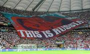 12 June 2012; Russia supporters unveil a giant banner before the game. EURO2012, Group A, Poland v Russia, National Stadium, Warsaw, Poland. Picture credit: Pat Murphy / SPORTSFILE