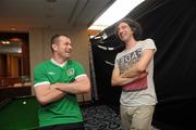 13 June 2012;  Republic of Ireland's Shay Given, left, with Gary Lightbody of Snow Patrol, ahead of the Republic of Ireland's EURO2012 game against Spain on Thursday. Sheraton Sopot Hotel, Gdynia, Poland. Picture credit: David Maher / SPORTSFILE