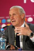 13 June 2012; Republic of Ireland manager Giovanni Trapattoni during a press conference after their UEFA EURO 2012, Group C, game against Croatia. Republic of Ireland EURO2012 Press Conference, Municipal Stadium Poznan, Poznan, Poland. Picture credit: UEFA via SPORTSFILE