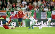 14 June 2012; Republic of Ireland's Glenn Whelan dispossess Spain's Andrés Iniesta. EURO2012, Group C, Spain v Republic of Ireland, Arena Gdansk, Gdansk, Poland. Picture credit: David Maher / SPORTSFILE
